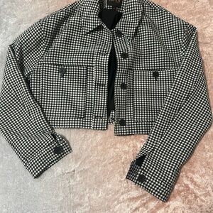 Truth Black and White Checkered Cropped Blazer